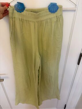 Abercrombie & Fitch Pale Green Linen Gauze Pants